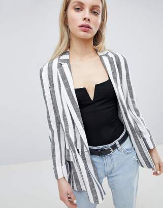 Bershka Stripe Linen Blazer