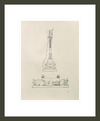 1000Museums Monument commemorating the Victory over the Peasants from the 'Manual of Measurement' by Albrecht Dürer -Framed Giclee Print