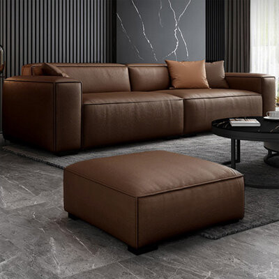 Coffee Genuine Leather 2 - Piece Living Room Set