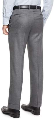 Brioni Flat-Front Twill Trousers, Gray