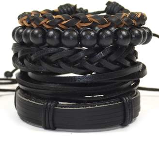 Tag Twenty Two 5 Pack Leather and Wood Fashion Bracelet Set // Instinct