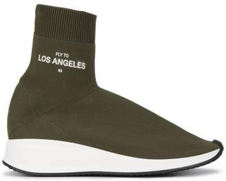Joshua Sanders Khaki Fly To Los Angeles sock sneakers