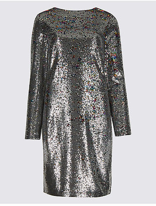 Limited Edition Sequin Long Sleeve Shift Dress