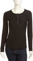 Thumbnail for your product : James Perse Button-Placket Long-Sleeve Top, Black