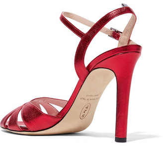 Sarah Jessica Parker Westminster Metallic Leather Sandals - Red