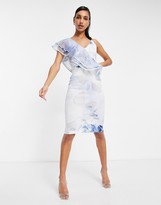 Thumbnail for your product : Lipsy ruffle panelled pencil dress in blue floral