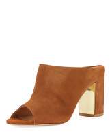 Thumbnail for your product : Neiman Marcus Tonnia Suede Slide Mule, Brown