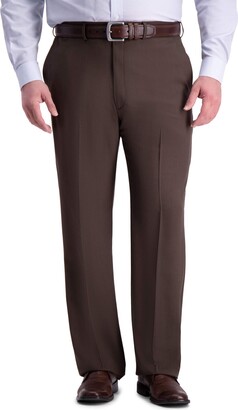 Haggar mens Premium Comfort Classic Fit Flat Front Expandable Waist Dress Pants