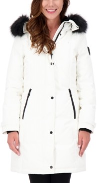 vince camuto hooded faux fur coat