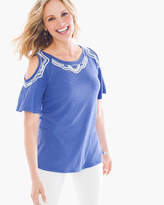 Thumbnail for your product : Chico's Embellished Neckline Cold-Shoulder Top