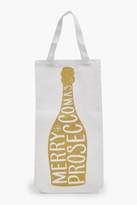 Thumbnail for your product : boohoo Gold Glitter Merry Proseccomas Bottle Bag