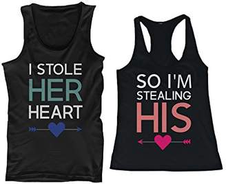 Love 365 Printing I Stole Her Heart, So I'm Stealing His Funny Matching Couple Tank Tops