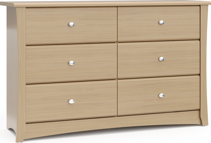 Stork Craft Storkcraft Crescent 6 Drawer Children's Nursery Double Dresser, Driftwood