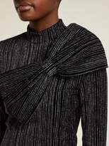 Thumbnail for your product : Balmain Striped Lurex Cotton-blend Mini Dress - Womens - Black Silver
