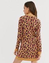 Thumbnail for your product : Brave Soul nala neon animal print sweater dress
