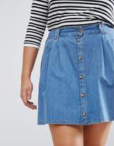 Thumbnail for your product : ASOS Curve CURVE Denim Button Front Mini Skater Skirt in Mid Wash Blue