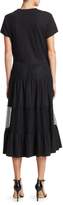 Thumbnail for your product : RED Valentino Pleated Lace Tulle A-Line Midi Dress