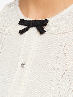 Miu Miu Lace-Collar Cropped Cardigan