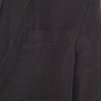 John Varvatos Dark Grey Houndstooth Patterned Linen Cotton Blazer XL