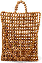 Thumbnail for your product : Cult Gaia Riya Beaded Bamboo And Wood Tote - Brown