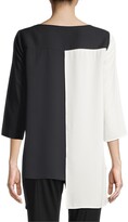 Thumbnail for your product : Misook Asymmetrical Colorblock Crepe Blouse