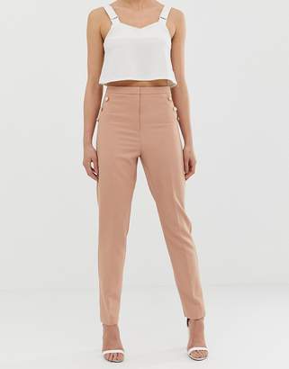 ASOS Tall DESIGN Tall slim pants with military button detail