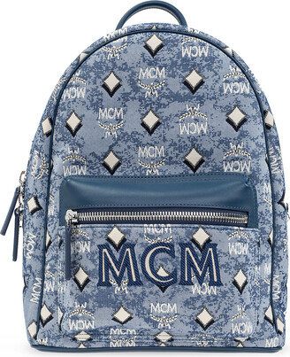 MCM Backpack With Logo - Blue - ShopStyle
