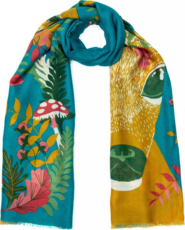 John Lewis Recycled Polyester Floral Print Scarf, Blue