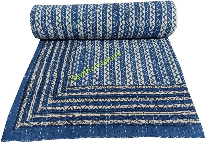 Details about   Cotton Handmade Kantha Quilt Bohemian Bedspread King/Twin Size Ralli Brown Throw 