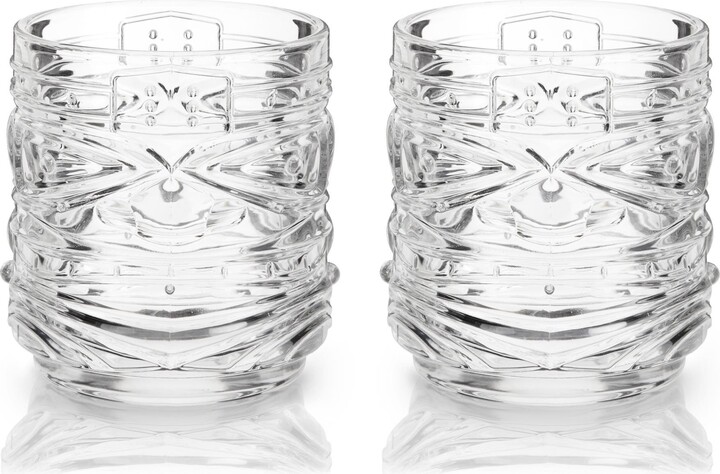 Viski Pacific Crystal Tiki DOF Tumblers Set of 2