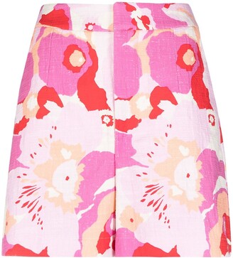 La DoubleJ Floral Print High-Waisted Shorts