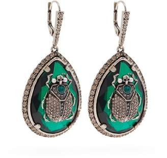 Alexander McQueen Beetle Crystal Embellished Earrings - Womens - Green
