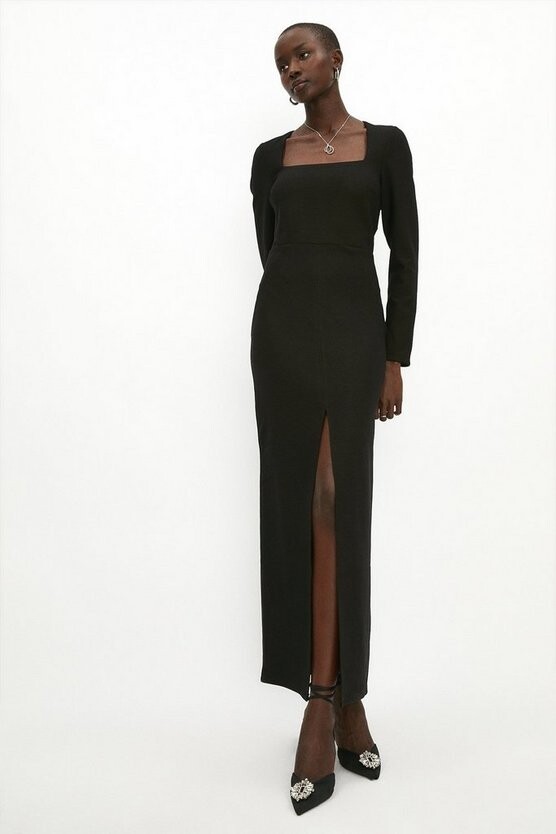 long sleeve black maxi dress
