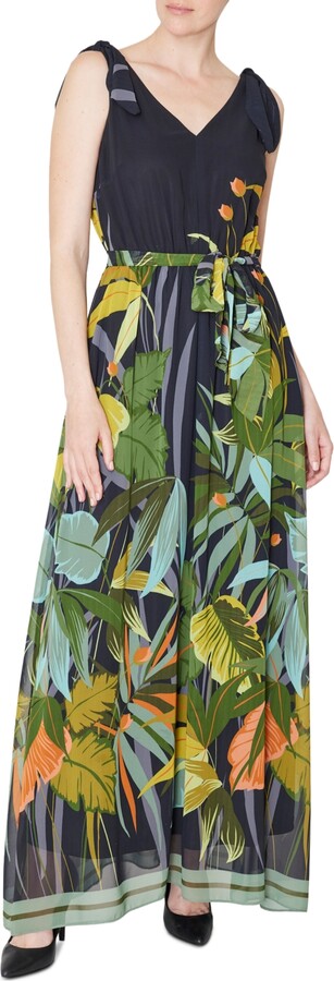 Donna Ricco Women's V-Neck Shoulder-Tie Maxi Dress - ShopStyle