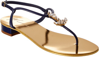 Giuseppe Zanotti Crystal Embellished Leather Sandal