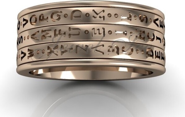 Etsy 14K Rose Gold Three Row Spinner Da Vinci Cryptex, Codex, Decoder Ring lb-2025-3
