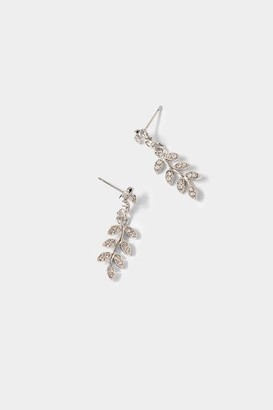 francesca's Myranda CZ Pave Leaf Drop Earrings - Silver