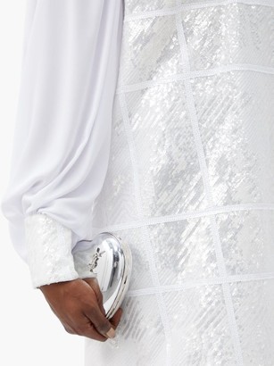 Halpern Sequinned Satin Mini Dress - White Silver