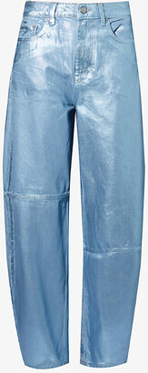 Goodnight Macaroon 'Josie' High-Waist Patchwork Denim Jeans L / Blue