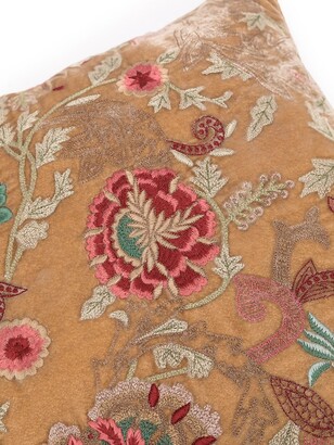 Anke Drechsel Floral-Embroidered Silk-Velvet Cushion