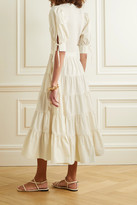 Thumbnail for your product : Ulla Johnson Wilda Tiered Cotton-poplin And Jersey Midi Dress - Ecru