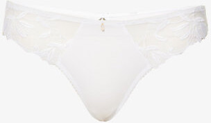 Aubade Womens Blanc Lovessence Floral-Embroidered Stretch-Woven Thong Xs