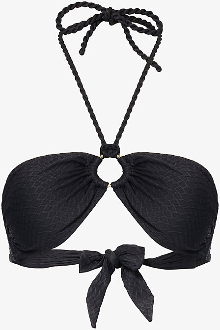 Heidi Klein Womens Blk Meteora Ring Bandeau Top S