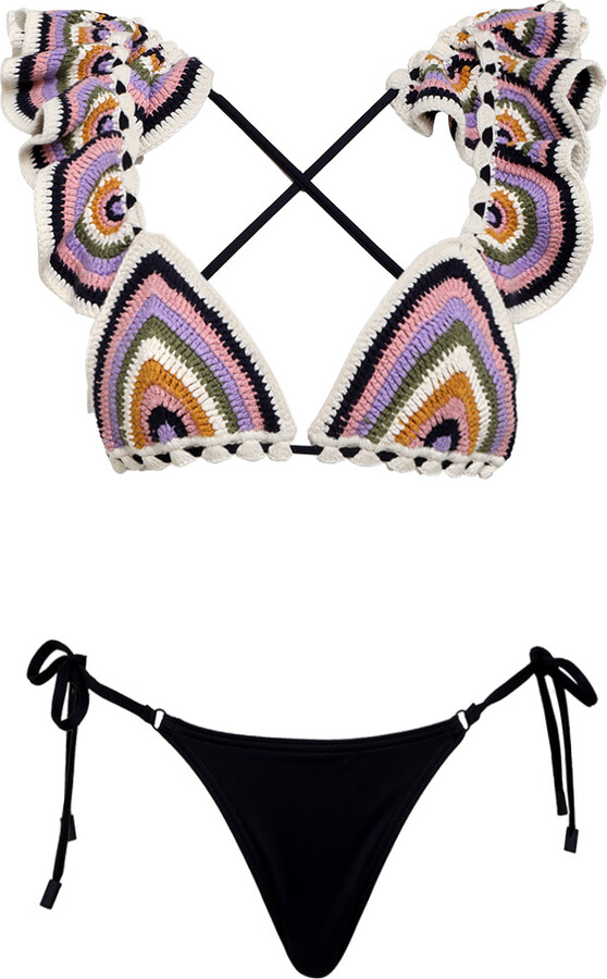 Zimmermann Cira Crochet Frill Tri Bikini ShopStyle Two Piece Swimsuits