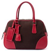 Thumbnail for your product : Prada Pre-owned: dark brown and pink canvas vintage boston bag