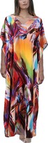 Thumbnail for your product : Bsubseach Women V Neck Loose Multicolor Rainbow Beach Dress Batwing Sleeve Long Kaftan Beachwear Swimsuit Cover Up Plus Size