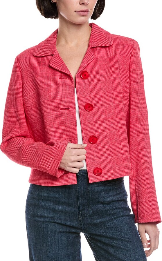 Akris Lautrec Leather-Trim Wool-Blend Jacket