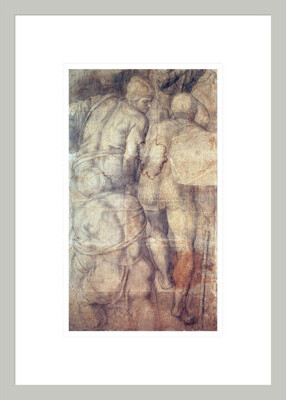 Red Barrel Studio Roman Soldiers Cartoon Fragment for the Part of the Crucifixion of Saint Peter in the Pauline Chapel by Michelangelo Buonarroti -Framed Giclee Print