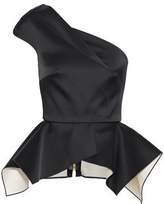Thumbnail for your product : Roland Mouret Rodwell One-shoulder Asymmetric Satin Peplum Top