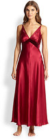 Thumbnail for your product : Jonquil Velvet-Trimmed Satin Long Gown
